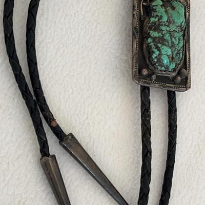 Sterling Silver Native American Seafoam Turquoise Bolo