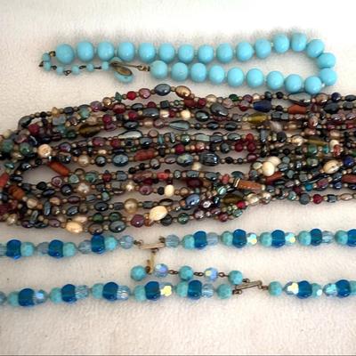 Glass Beaded Necklaces Vintage, 3 Pcs 