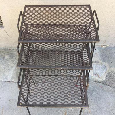 MCM Black Metal Mesh Nesting Tables 3 Pcs