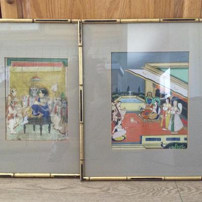 Southeast Asian Art - Indian Scene 2 Pcs Vintage 