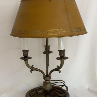 French Bouillotte Brass Lamp, Vintage 