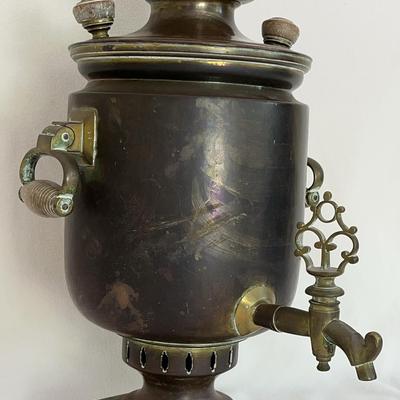 Antique Russian Brass Samour Urn for Tea, Coffee