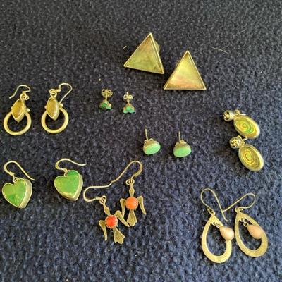 Sterling Silver Gemstone Earrings, 8 pairs