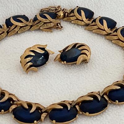 Crown Trifari Demi Parure Set, Necklace & Earrings 