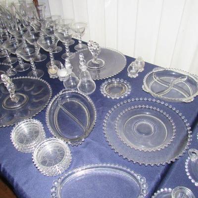 Candlewick- platters, plates, glasses, deviled egg tray, cruets and more