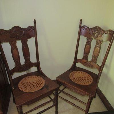 Pair of matching cane bottom chairs