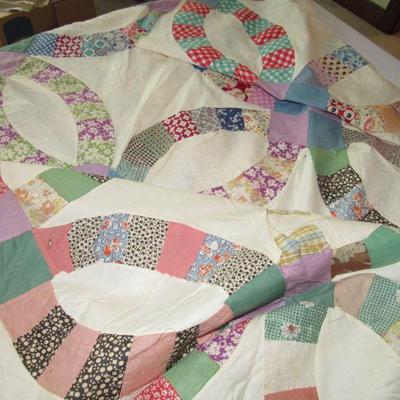 Old quilt top made with lots of feed sack material