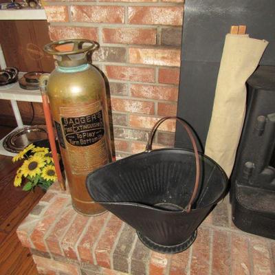Badgers fire extinguisher and a good old coal bucket