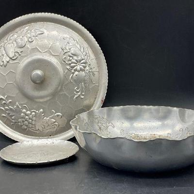 Lot 3 Vintage Silver Tn Metal Tableware, WENDELL+
