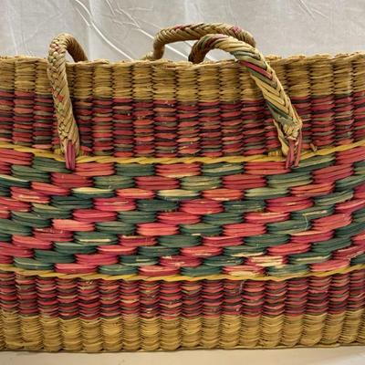 Multi Color Woven Basket w Handles
