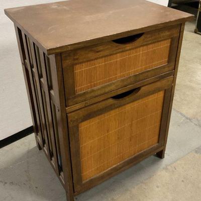 Wooden Two Drawer Nightstand W/ Rattan Accent
