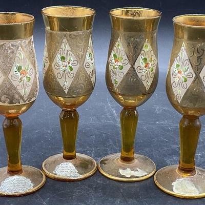 Sale Photo Thumbnail #44: Set4 Vintage Hand Blown Italian Art Glass Stemware
