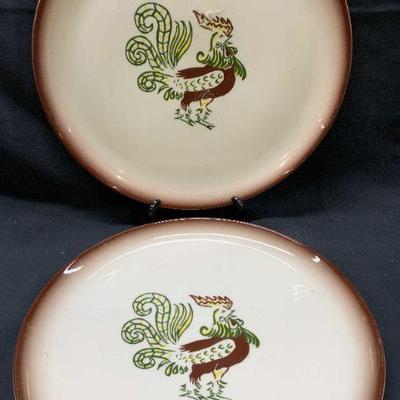 Lot 2 Vntg. Brock of California Rooster Plates USA
