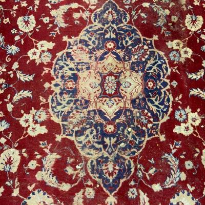 Vintage Handmade Oriental Wool Area Rug W Fringes
