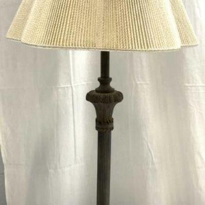 Vintage Footed Metal Table Lamp W Shade
