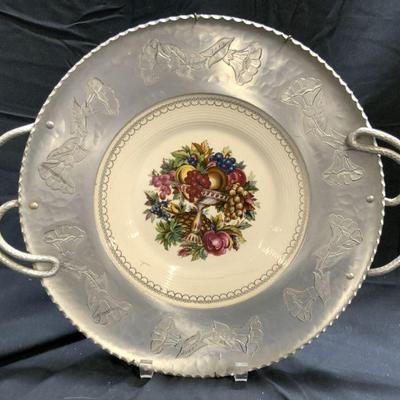 Sale Photo Thumbnail #10: TRIUMPH LIMOGES Porc Plate W Metal Rim USA
