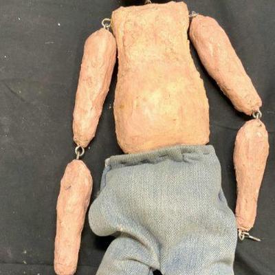 Vtg Plaster Male Figure Marionette Holding Beer
