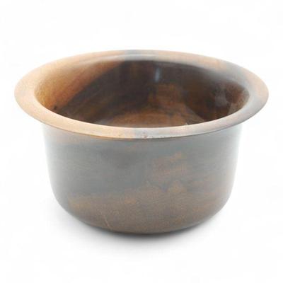 Handmade Dark Wood Turned Bowl w/ Flanged Edge