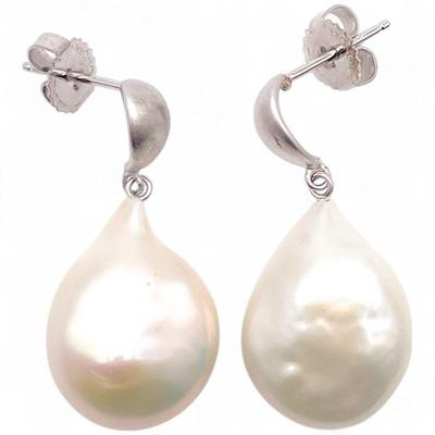 925 Sterling Silver Drop Earrings with Pearl Accents