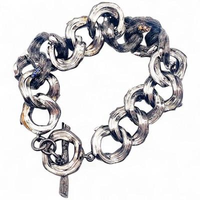 Stephen Dweck Sterling Silver Diamond & Gemstone Fortuna Bracelet