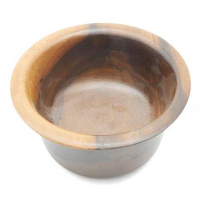 Handmade Dark Wood Turned Bowl w/ Flanged Edge