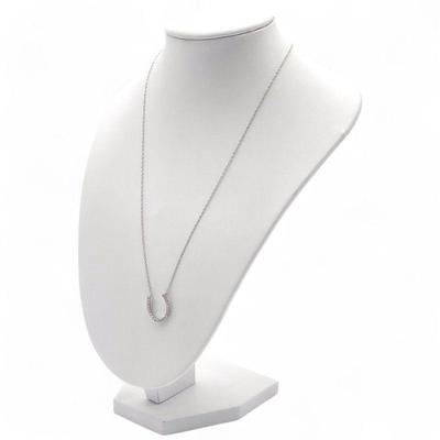 Fremada 14k White Gold Necklace with U-Shaped Diamond Pendant