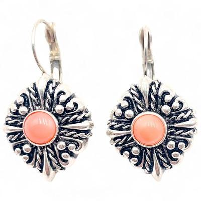 ESPO 925 Sterling Silver Earrings with Coral Stones