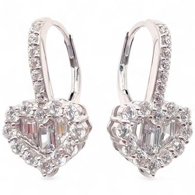 GRLUXE 925 Sterling Silver Earrings with CZ Stone Hearts