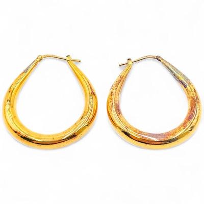 925 Sterling Silver Gold-Tone Hoop Earrings