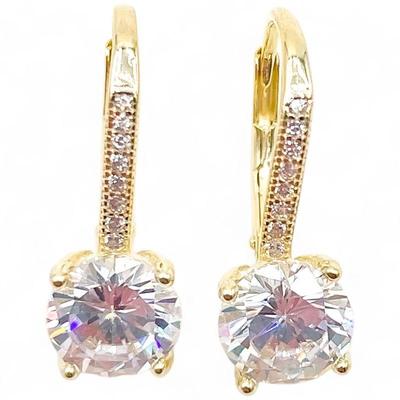 925 Sterling Silver Gold-Tone Earrings with CZ Stones