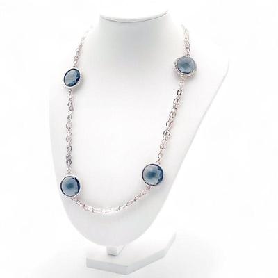 Milor Italy 925 Sterling Silver Necklace with Faceted Smoky Quartz Accents