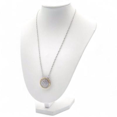 925 Sterling Silver and Circular Gem Encrusted Pendant Necklace