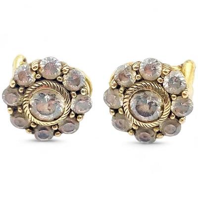 Judith Ripka 925 Sterling Silver Gold-Tone CZ Earrings