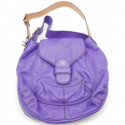 Purple Leather Shoulder Bag by Isaac Mizrahi
