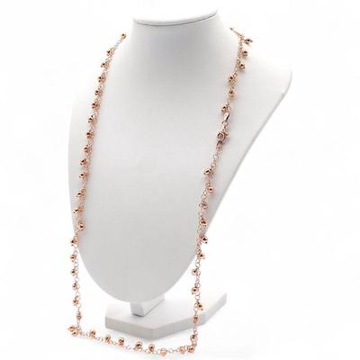 Milor Italy 925 Sterling Silver Rose Gold-Plated Bead Necklace