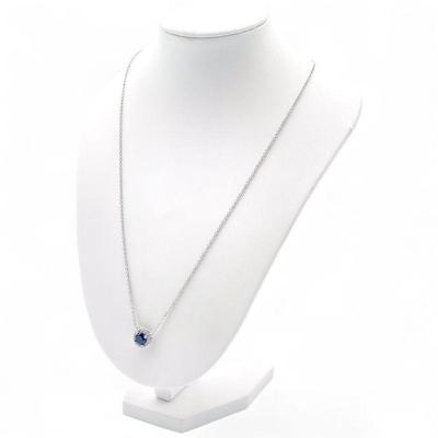 Sterling Silver Necklace with Blue CZ Pendant