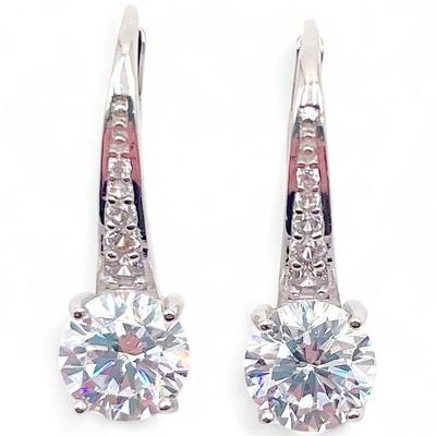 Sterling Silver Drop Earrings with Clear Stones