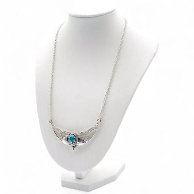 HSC 925 Nepal Sterling Silver Necklace with Faceted Blue Stone
