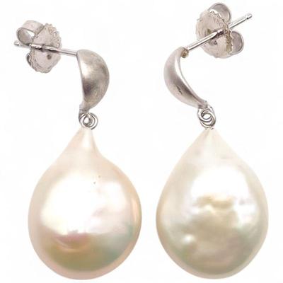 925 Sterling Silver Drop Earrings with Pearl Accents