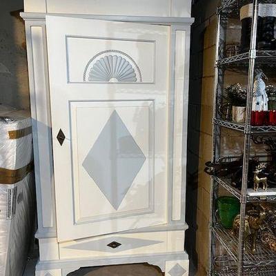 gorgeous white & Blue armoire with matching pieces, bed dresser