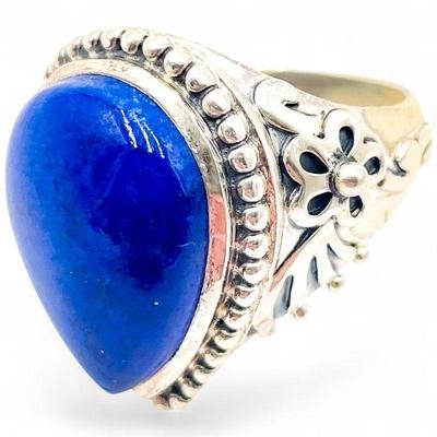 925 Sterling Silver Ring with Lapis Lazuli Inlay Size 7