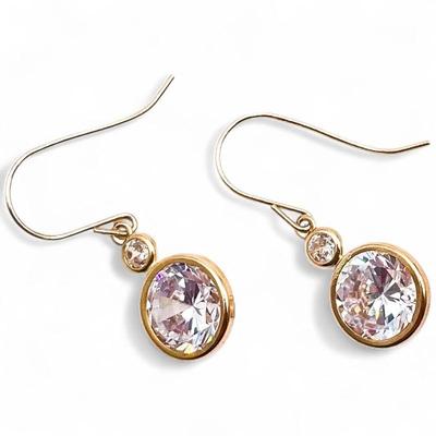 10K Gold Drop Earrings with CZ Stones