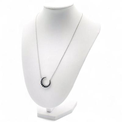 925 Sterling Silver Necklace with Black Stone Accents