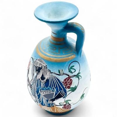 Handmade Greek Ceramic Pitcher, Zeus & Dionysus