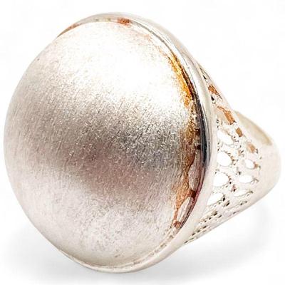 925 Sterling Silver Satin Finish Domed Ring Size 7