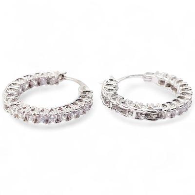 JCL 925 Sterling Silver Cubic Zirconia Hoop Earrings