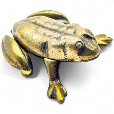 1930s Brass Frog Desk Tidy