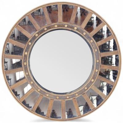 Regency Style Circular Brass & Lacquer Mirror