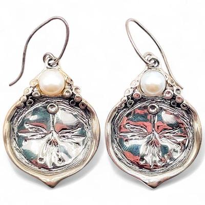 Handcrafted 925 Sterling Silver Earrings with Pearls