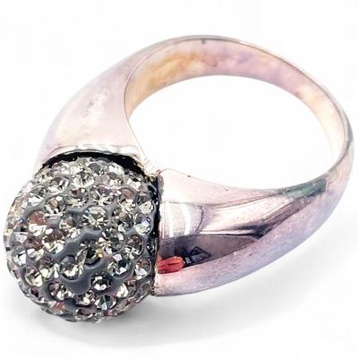 Milor Italy 925 Sterling Silver Ring with Rhinestones Size 6.5